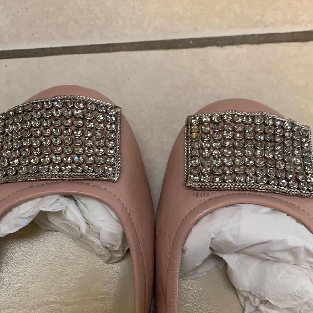 Ivanka Trump Blush Pink Crystal-Embellished Ballet Flats - Picture 3 of 4
